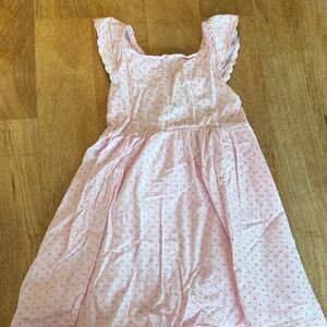 Sammy + Nat Light Pink Flutter Sleeve Dot Dress